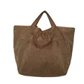 Bolso tote vintage de nailon marrón con textura arrugada bolso de hombro grande - Caqui / Talla única