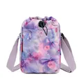 Bolso bandolera para móvil con estampado floral y cierre de cordón en tonos rosa - Flor Púrpura