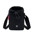 Bolso bandolera multifuncional negro para teléfono y botella con cordón de ajuste - Negro