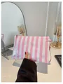 Grande pochette da viaggio a righe rosa e bianche con cerniera dorata - Taglia unica / Righe Rosa e Bianche (Rosa)