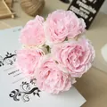 Wunderschöner Strauß aus 5 rosa künstlichen Pfingstrosen für Heim- und Hochzeitsdeko - Rosa