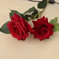 Kunstmatige rode fluwelen rozen met twee koppen voor bruiloft en bloemstukken in huis - Tweekoppige Roos / 35cm / Rood