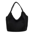 Retro denim tote bag in black color - Black
