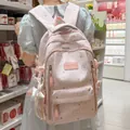 Χαριτωμένο ροζ σχολικό σακίδιο για κορίτσια με σχέδιο αρκουδάκι και αστέρι μοδάτο. - Ροζ