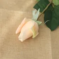 Realistic champagne color artificial rose bud single stem faux flower for home decor - Champagne
