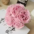 Eleganter Strauß aus 5 künstlichen rosa Pfingstrosen für Heim- und Hochzeitsdekoration - Hellviolett