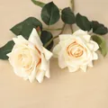 Artificial velvet cream white roses for wedding decor - Double-Headed Rose / 35cm / Champagne