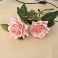 Pink artificial velvet roses with two flower heads for wedding decoration - Double-Headed Rose / 35cm / Flesh Pink
