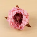 Künstlicher Pfingstrosenkopf aus rosa Seide für Hochzeitsdeko und Bastelarbeiten - Kaffeebraun