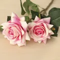Two headed pink artificial rose bouquet with velvet texture petals - Double-Headed Rose / 35cm / Deep Pink
