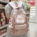 Linda mochila escolar rosa con estampados de osos y estrellas para niñas - Rosa