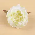 Künstlicher weißer Pfingstrosenblütenkopf aus Seidenstoff für Hochzeit - Weiß-Grün