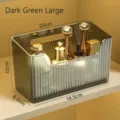 Large dark green translucent bathroom storage box with ribbed texture for organizer - L / Large Dark Green