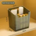Small dark green ribbed acrylic bathroom organizer box for toiletries and makeup items - S / Small Dark Green