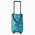 Carrito de compras plegable con estampado floral verde azulado y mango telescópico - Estilo Trolley con Patrón de Margarita / Azul