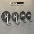 Lot de 4 crochets muraux adhésifs de luxe robustes en gris argenté translucide sans perçage - Lot de 4 / Gris Argent Translucide