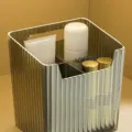 Small dark green bathroom storage box with a single divider and fluted texture - Small Dark Green with Divider