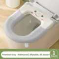 Universal waterproof EVA toilet seat cover in premium gray with cute smiley design - 1 Piece / Gray