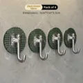 Set of 4 dark green and silver luxury adhesive wall hooks for bathroom and kitchen - Set of 4 / Dark Green Silver