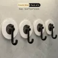Set of 4 creative luxury cream black adhesive wall hooks with unique textured base - Set of 4 / Creamy Black