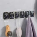 Black heavy-duty 6-hook adhesive strip for wall, 35cm length, punch-free mounting. - 1 Piece / Black