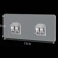Transparent self-adhesive replacement hooks for bathroom storage rack, 14x6cm size - Long Strip Double Hook Adhesive