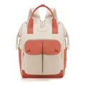 Korean style large capacity multi-functional mummy backpack in cream and coral pink - One Size / Off White