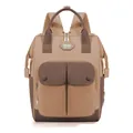Stylish large capacity multi-functional mommy backpack in beige and brown for daily travel - One Size / Brown