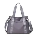Large capacity grey nylon travel tote bag with wide logo shoulder straps for unisex use - One Size / Purple