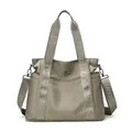 Large-capacity khaki travel tote bag with adjustable shoulder straps and top handles - One Size / Khaki