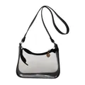 Élégant sac à bandoulière en PVC transparent avec bordures et sangle noires chic - Noir