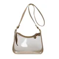 Sac à bandoulière en PVC transparent style jelly avec bordure beige - Kaki