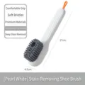 Multi-functional pearl white soft bristle shoe brush with 17cm and 4.5cm size markings - 1PC / Pearl White Cleaning Shoe Brush