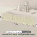 Creamy white sink splash guard storage rack, size 42.5x9.5x14.5cm, durable kitchen tool. - Cream