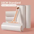 Orange 16cm sticky lint roller set including 55 sheets per replacement roll for clothing - Lint Roller Set / 16cm Roller + 1 Roll Refill / Orange