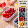 Food-grade double compartment fruit storage box 600ml capacity 18x10x6cm size clear plastic - Round Double-Grid / White