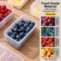 Food-grade transparent plastic fridge storage container for fresh fruit and vegetable - Square Single Grid / White
