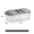 Gray 600ml food-grade 2-compartment storage box with dual lids for fridge organizer - Dual Grid Dual Lid / 600ml (1 Piece/Pack) / Gray