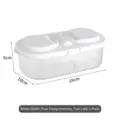 600ml white double compartment food storage container with lids, 18x10x6cm - Dual Grid Dual Lid / 600ml (1 Piece/Pack) / White