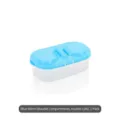 Blue 600ml food storage container featuring double compartments and separate lids - Blue