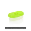 Green 600ml food-grade storage container with dual compartments and lids for fridge - Green