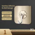 Heavy-duty brushed gold adhesive wall hook for home organization and punch-free storage - 50 Silk 6x6cm / Brushed Gold