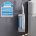 Modern wall-mounted disposable toilet brush handle and base set in minimalist grey - Toilet Brush Body (No Refills) / 1 Set / White