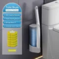 Wall-mounted grey disposable toilet brush set with lemon scent and 6 yellow refills - Toilet Brush Set (Lemon Scent) / 6pcs / White