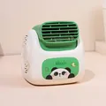 Portable cartoon panda desktop USB rechargeable fan with green adjustable air vent - 124x125x125mm / White