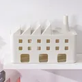 Boîte de rangement multiprise en forme d'usine blanc crème pour gestion de câbles - Blanc