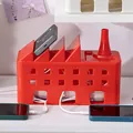 Boîte de rangement multiprise rouge en forme d'usine et organisateur de câbles de bureau - Rouge