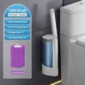 Disposable toilet brush set with wall-mounted holder and 6 lavender scented sponge heads - Toilet Brush Set (Lavender Scent) / 6pcs / White