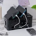 Boîte de gestion des câbles noire pour bureau et support de charge pour téléphone portable - Noir