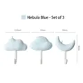 Dekorative wandhaken in nebulablau wolken und mond form dreier set für kinderzimmer - 3er-Set / Blau